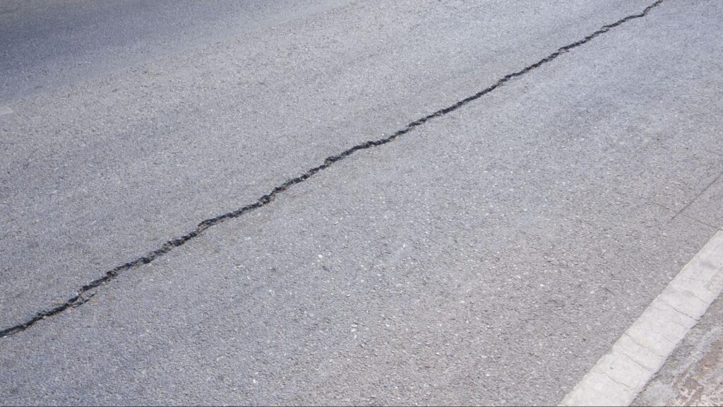 Crack in an asphalt road. 